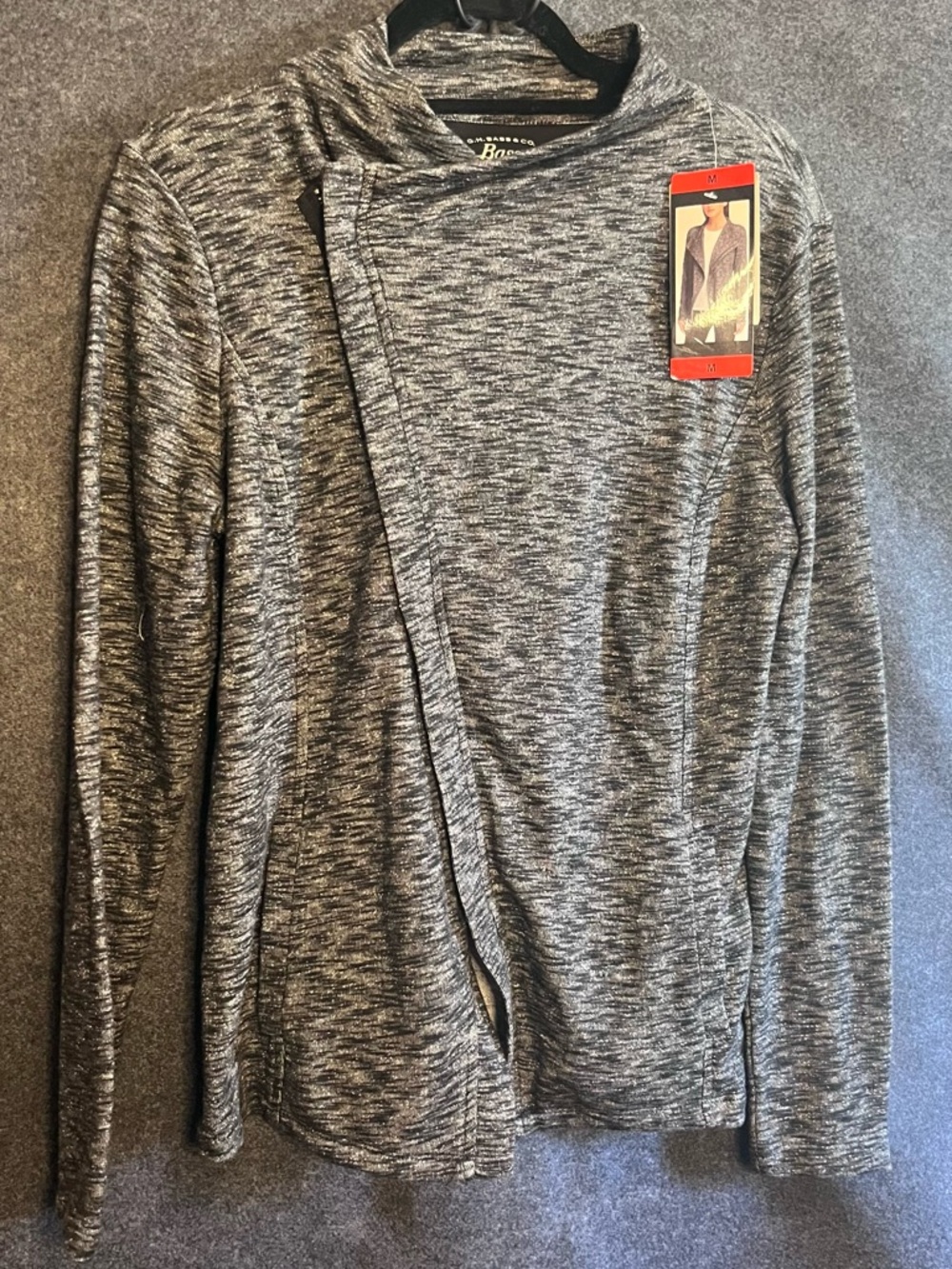 NWT G.H. Bass & Co. Heathered gray angle zip jacket women MEDIUM